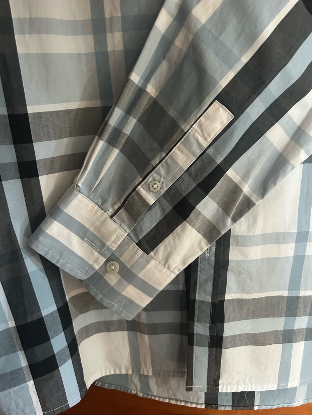 Mens Kenneth Cole N.Y. light blue w/black plaid long-sleeve button-front shirt - Picture 4 of 12